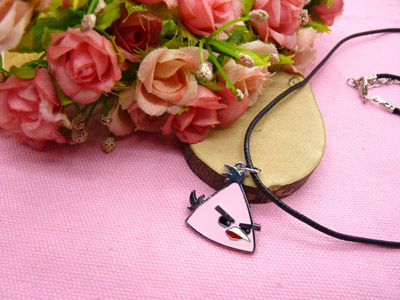 愤怒的小鸟皮绳项链坠子 学生礼物 -皮绳愤怒小鸟项链