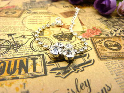 925纯银手链 女 水晶 情侣银首饰品手链子