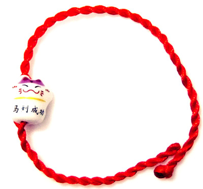 节日吉祥物/喜庆成语/陶瓷笑脸猫手链	