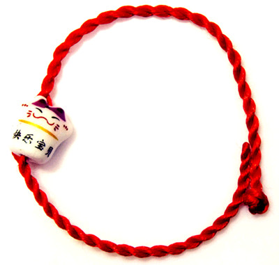 节日吉祥物/喜庆成语/陶瓷笑脸猫手链	