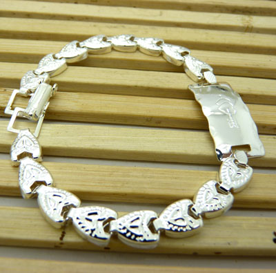 新款时尚男士仿白金手链 镀白金高仿白金饰品