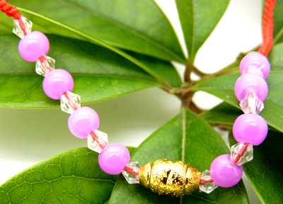 情侣红绳手饰 保色黄金玉石手链	