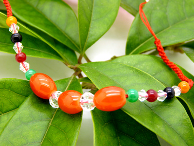 本命年鸿运红绳手链 玉转运珠手链 幸运小珠珠