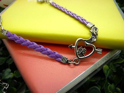 蝴蝶结饰品皮绳脚链情侣手链女复古 时尚手链