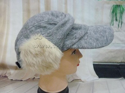 韩版秋冬天针织鸭舌帽子 毛线帽 潮冬季帽 -女士毛绒护耳帽	