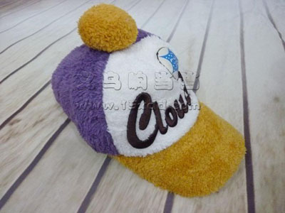 秋冬天可爱毛球帽子 鸭舌棒球帽 -儿童毛绒帽