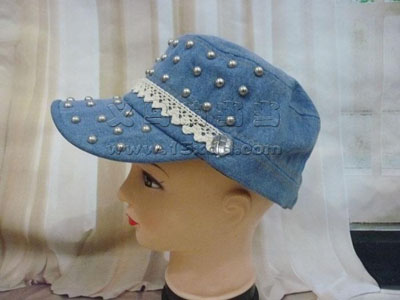 韩版牛仔镶钻珍珠帽 -秋冬时尚女鸭舌帽	