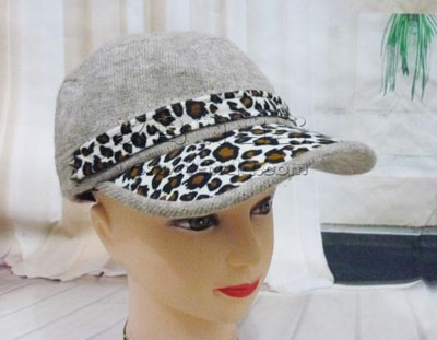 最新韩国时尚豹纹帽子韩版鸭舌帽 冬天潮女帽 -休闲帽平顶帽