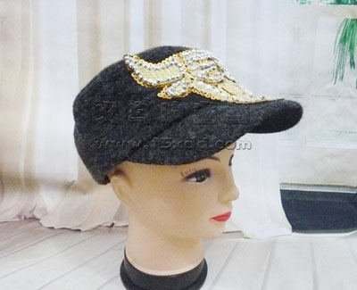 韩版潮女士秋季毛呢 毛绒刺绣棒球帽 -潮流女鸭舌帽