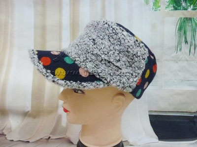 韩版翻毛加绒平顶护耳帽加厚帽子 -女时尚保暖棉帽子	