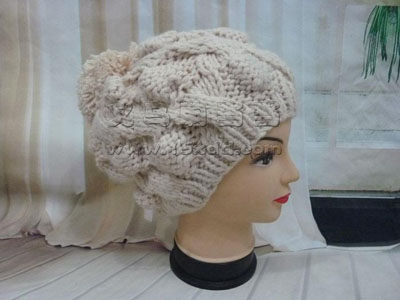 韩版冰岛毛线帽子秋冬季麻花厚针织帽手工针织套头护耳帽	