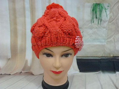 韩版冰岛毛线帽子秋冬季麻花厚针织帽-手工针织套头护耳帽	