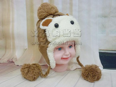 儿童秋冬季新款婴儿帽宝宝  -女孩毛绒套头帽韩版