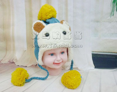 儿童秋冬季新款婴儿帽宝宝  -女孩毛绒套头帽韩版