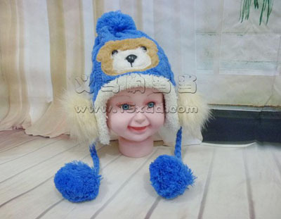 儿童秋冬季新款婴儿帽宝宝 -女孩毛绒套头帽韩版