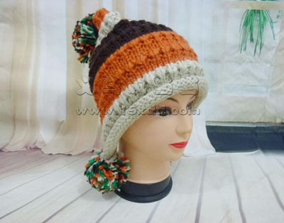 韩版潮可爱针织毛线帽 秋冬天女士帽 -时尚护耳帽子