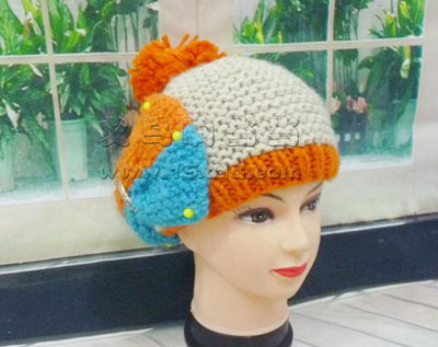 韩国秋冬季新款可爱蝴蝶结毛线帽子 手工编织毛线帽女
