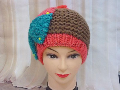 韩国秋冬季新款可爱蝴蝶结毛线帽子 手工编织毛线帽女