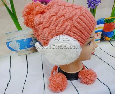 冬季新款毛毛护耳保暖挂绳帽 -韩版加厚毛线帽女	