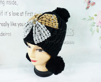 新款韩版潮时尚冬季保暖护耳针织帽-可爱萌女帽