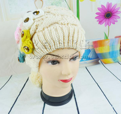 韩版潮可爱针织毛线帽 秋冬天女士 -时尚护耳帽子