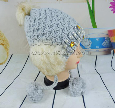 韩版潮时尚兔毛护耳帽 包头帽 -女士毛线针织帽棉	