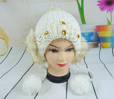 韩版潮时尚兔毛护耳帽 包头帽 -女士毛线针织帽棉	