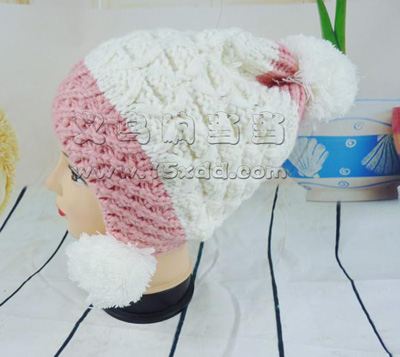 新款手工毛线帽子-彩球帽菠萝秋冬帽子	