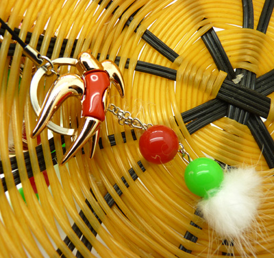 信鸽毛绒球喷漆橡皮珠荧光色 手机挂件 钥匙扣（5）	