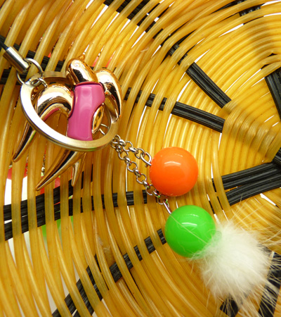 信鸽毛绒球喷漆橡皮珠荧光色 手机挂件 钥匙扣（5）	