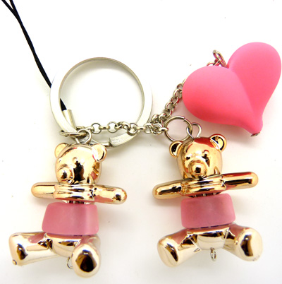 两只爱心考拉熊喷漆橡皮珠荧光色 手机挂件 钥匙扣（10）