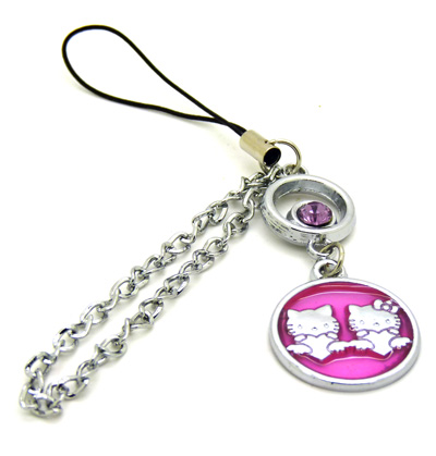 猫头咪咪手机绳 镶钻简约时尚手机挂件