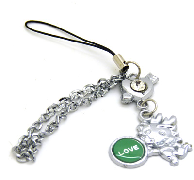 个性爱宝宝手机绳 爱心亮钻手机挂件	