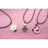  愤怒的小鸟皮绳项链坠子 学生礼物 -皮绳愤怒小鸟项链