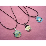 愤怒的小鸟皮绳项链坠子 学生礼物 -皮绳愤怒小鸟项链