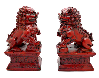 家居风水复古铜狮子 装饰品摆设 -红木台狮