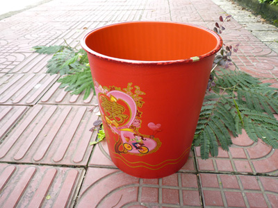 大红色双囍字喜庆垃圾桶 家庭纸篓 -5023喜字垃圾桶	