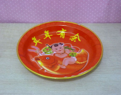 大红喜字糖果盘 点心盘果盘 -年年有余富贵盘