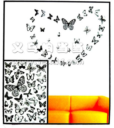 黑色蝴蝶恋 立体墙贴 3D层层墙贴 专业批发