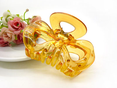 韩国 摔不断树脂镂空蝴蝶结发爪夹盘发发饰 发夹-9331