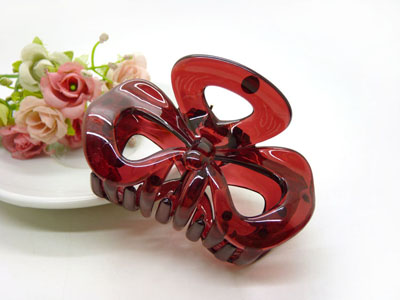 韩国 摔不断树脂镂空蝴蝶结发爪夹盘发发饰 发夹-9331