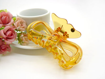 韩国 摔不断树脂镂空蝴蝶结发爪夹盘发发饰 发夹-9338