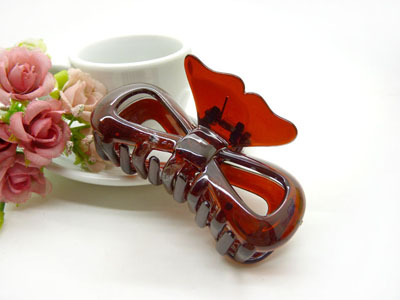 韩国 摔不断树脂镂空蝴蝶结发爪夹盘发发饰 发夹-9338