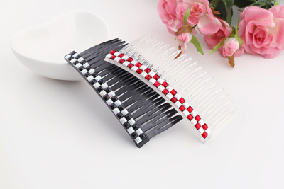 韩国饰品插梳发插水钻铁质发梳彩色长短款发梳子发卡饰品