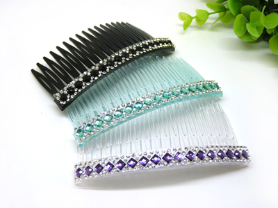 新款 进口镶水钻时尚发梳插梳刘海梳