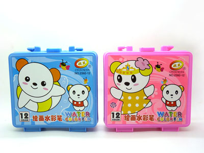 水彩笔12 色儿童画笔无毒粗杆多功能套装礼盒 -2392-12色水彩笔