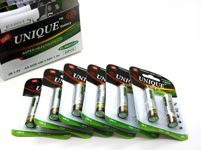 正品 UNIQUE 7号(AA)碱性电池 聚能环 两节1卡装 -7号