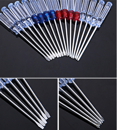 家庭常备水晶喷漆手柄螺丝刀起子-透明手柄梅花口