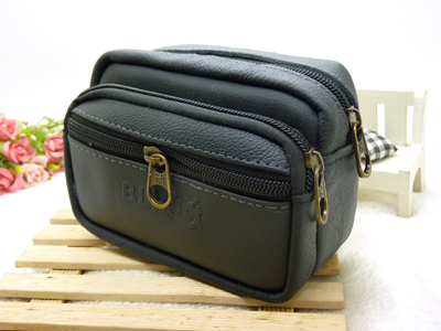 运动包 印皮革多功双层棕色双层手机腰包烟包  -10号