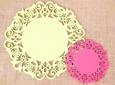 新款 时尚糖果色创意镂空蕾丝花朵防滑杯垫碗垫 餐垫 MSD-1053